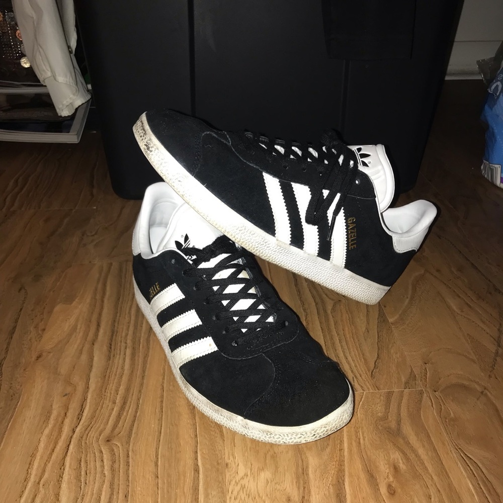 Adidas Gazelle Black White Stripe Suede Shoes